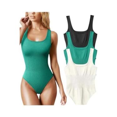 Imagem de Macacão Feminino Slim Fit De Verão Em Malha Sólida Casual Chic - NONE,