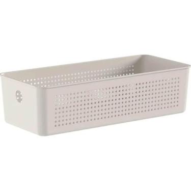 Imagem de Cesto Organizador Bege 34x15x9cm Flow 4,5L Ou Caixa Multiuso Perfuraçõ