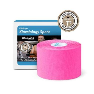 Imagem de Bandagem Kinésio Vitaltape Sport Rosa 5 Cm - Adesivo Hipoalergênico - 