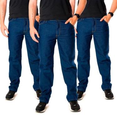 Imagem de Kit 3 Calças Jeans Masculina Básica Tradicional - JF JEANS, Azul escur