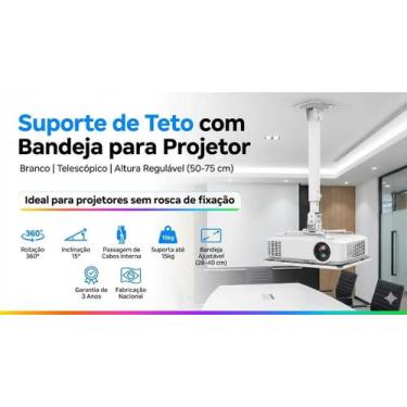 Imagem de SUPORTE PARA PROJETOR TETO INCLINADO COM BANDEJA 50 A 75 CM COM AJUSTE