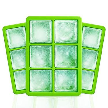 Imagem de Kit 3 Formas De Gelo Silicone Yab Verde Cubo Grande Para Whisky Drinks