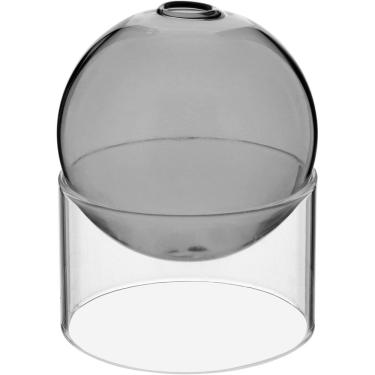 Imagem de VASO COM SUPORTE VIDRO 10x10x10cm CINZA