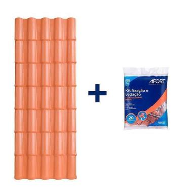 Imagem de Kit com 5 Telhas de PVC Colonial 5 Ondas 2,30 x 0,86 x 2.0 mm com 4 Ki