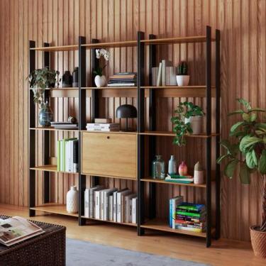Imagem de Estante de Livros Industrial 189CMX178CM 14 Prateleiras 1 Portas Marro