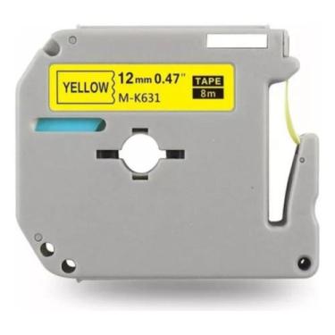 Imagem de 4 Fita Rotuladora Mk-631 Amarela Letra Preta Compatível 12mm Amarelo L
