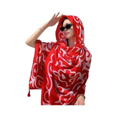 Imagem de Lenço De Praia Feminino Bohemia Floral De Verão, Xale Hijab, Pashmina 
