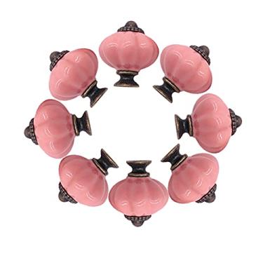 Imagem de 8 pcs Mobiliário Moderno Punho Cor-de-rosa Abóbora Cerâmica Porta Armário Botões e Alças Para Gaveta de Móveis Armário de Coagulação Puxadores YYDFPIIA