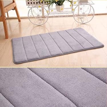 Imagem de Tapete de banheiro macio de espuma viscoelástica, antiderrapante, absorvente, tapete de borracha para piso de cozinha, banheiro, rosa, 60 x 90 cm