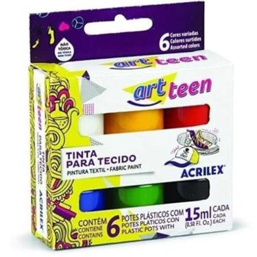 Imagem de Kit Tinta Para Tecido 15Ml 6 Cores Acrilex