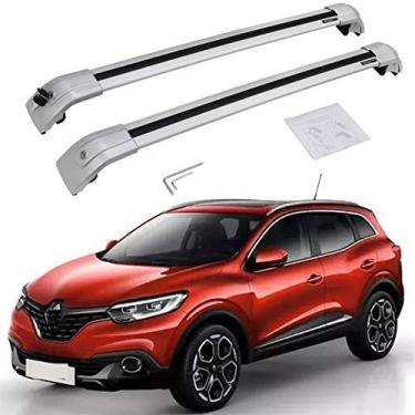 Imagem de UDP-Auto 2 peças apto para Renault Kadjar 2015-2020 alumínio travável trilho de teto barras transversais bagagens bagageira - todo prateado