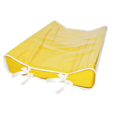 Imagem de Trocador Americano De Bebê  Amarelo Com Abas E Capa De Plástico Branco