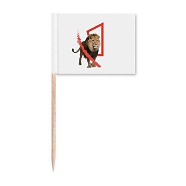 Imagem de Caixa de leão felino feroz palito de dente marcador topo decoração de festa