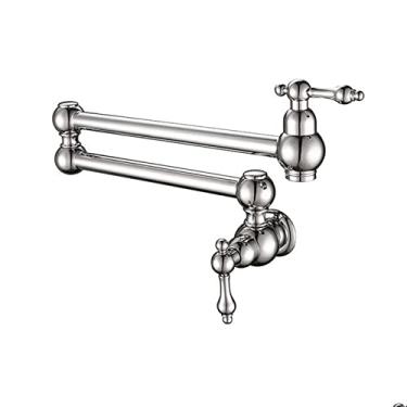 Imagem de Torneira de cozinha de ouro escovado para montagem na parede Torneira para lavatório de banheiro com água fria Girar bica dobrável Latão lavatório guindaste, cromado C