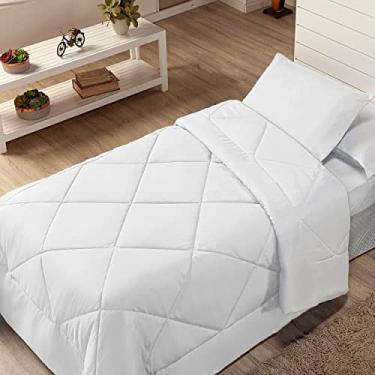 Imagem de Kit Edredom Solteiro Coberdrom 2 Peças Cobertor Margarida Cor:Branco