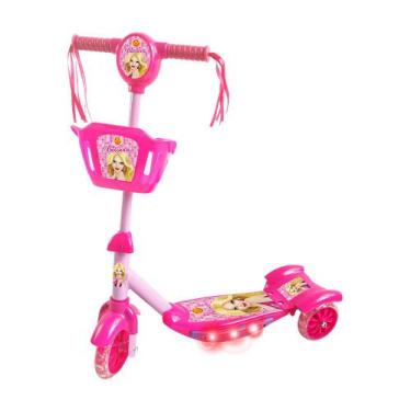 Imagem de Patinete Infantil Musical Rosa 3 Rodas Com Luzes E Cestinha - Dm Toys