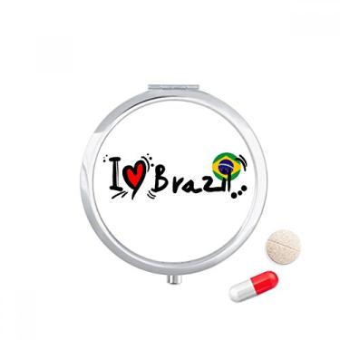 Imagem de I Love Brazil Word Flag Love Heart Illustration Pill Case Pocket Medicine Storage Box Dispenser Recipiente