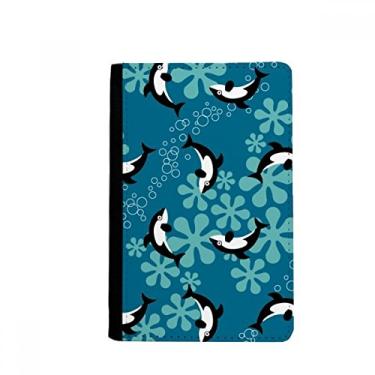 Imagem de Carteira com desenho animado Dolphins Whales Blue Waves porta-passaporte Notecase Burse carteira carteira carteira porta-cartões