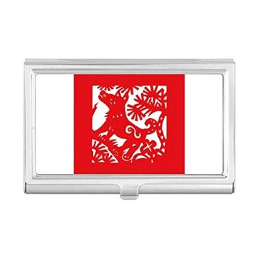 Imagem de Porta-cartão de visita com tema de animal de cachorro com corte de papel e caixa de bolso