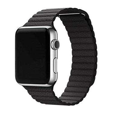 Imagem de Pulseira Couro Loop LTIMPORTS, compativel com Apple Watch 42mm Series 11/10, 41mm Series 9/8/7, 40mm Series 6/5/4/SE e Apple Watch 38mm Series 3/2/1 (Preto)