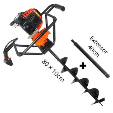 Imagem de Perfurador de Solo á Gasolina Vulcan VPS520 2T 52cc 2,5hp Broca 80x10cm + Extensor de 40cm Potente e de Alto Desempenho Ideal Para a Construção Civil