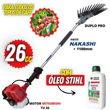 Imagem de Derriçador de Café Nakashi Com Motor Mitsubishi TU26 Mãozinha de Garra Dupla Haste de 1...