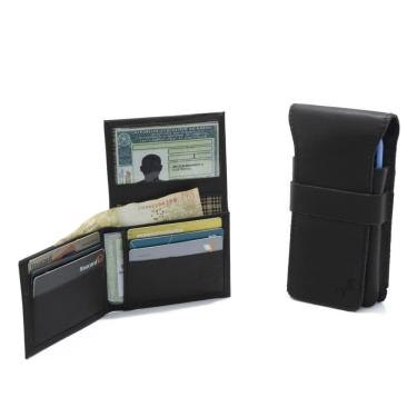 Imagem de Kit Bainha Capa Protetora Celular Passador Para Cinto e Carteira Em L Couro Cartao Docu...