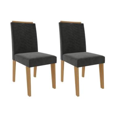 Imagem de Conjunto 2 Cadeiras Para Sala De Jantar Mdf Clarice Cimol Marrom Cinza