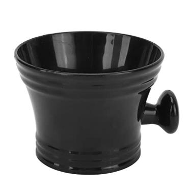 Imagem de Tigela e copo de barbear, copo de sabão de barbear multiuso para barbearia, viagens para casa, tigela de espuma de barbear de plástico preto, tigela com alça, tigela de sopa, limpeza de barbeiro