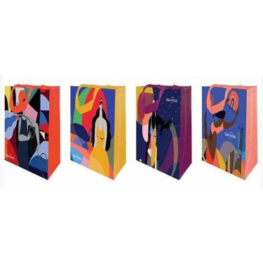 Imagem de Sacola De Ráfia Retornável 35X40X18Cm Wish Pacote Com 50