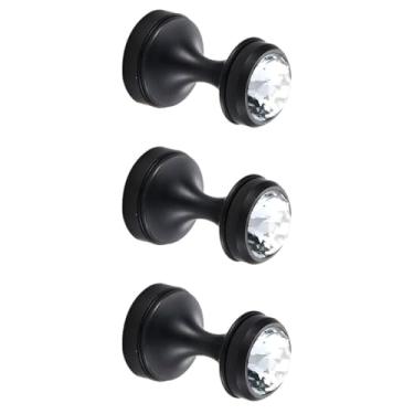 Imagem de Veemoon 3 peças ganchos de parede para pendurar gancho preto diamante gancho de parede ganchos de mochila cristal antigo gancho de parede gancho de parede ganchos decorativos para casa de banho