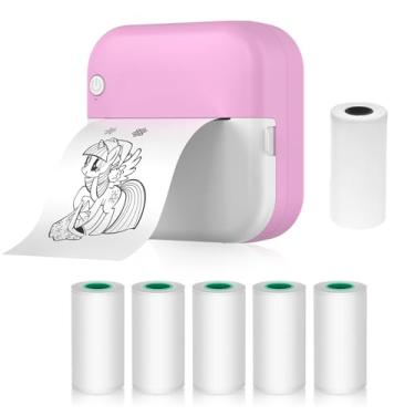 Imagem de Daconovo impressora térmica multifuncional portátil fabricante de adesivos foto instantânea suporte para impressão sem tinta Conexão BT para smartphone com 1 rolo de papel 57mm + 5 rolos de papel IY