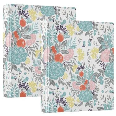 Imagem de Pastas de caderno de anéis redondos com capa de bolso, pacote com 1/2 pacote de fichários estéticos, 200 folhas