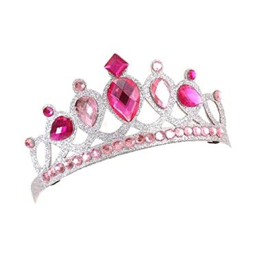 Imagem de Muloo Faixa de cabelo Shiny-Crown para crianças, faixa de cabelo para crianças, nova festa, argola de cabelo, joias, decoração de festa de aniversário, coroa brilhante, faixa de cabelo rosa