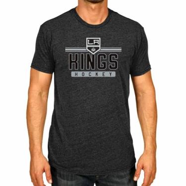 Imagem de Wright & Ditson Camiseta adulto NHL Heather Charcoal True Fan Hockey - Mistura de algodão e poliéster sem etiqueta - Conforto máximo, Los Angeles Kings - Carvão, XXG