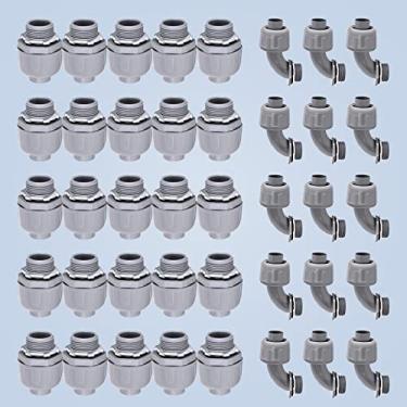 Imagem de Conectores de fixação líquida de 1/2 polegada, 40 peças de conduíte elétrico flexível 90d/180d, acessórios de conduíte de PVC elétrico não metálico (25 × 180D/15 × 90D)