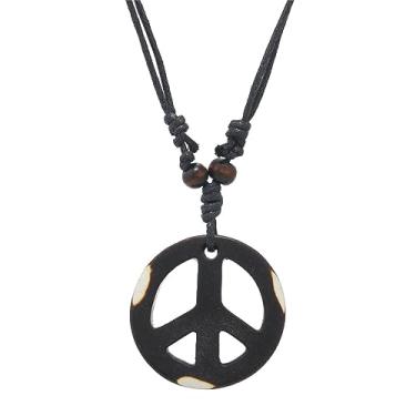 Imagem de Dreuyet Colar com pingente de sinal de paz para homens mulheres personalizado de aço inoxidável punk hippie anos 60 anos 70 colar com pingente anti-guerra festa de Halloween 1960 1970 acessórios hippie, Aço inoxidável, desconhecido