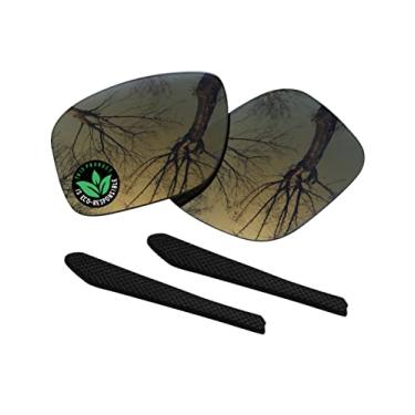 Imagem de Raydi Lentes de reposição de policarbonato e meias auriculares para óculos de sol quadrados Oakley Jupiter Squared OO9135 - Bronze Dourado espelhado - Polarizado
