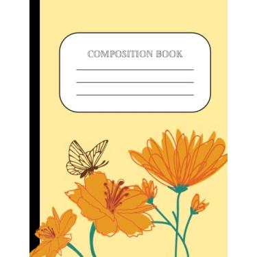 Imagem de Caderno de composição de flores 19 cm x 24,8 cm | Livro de composição fofo para meninas