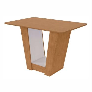 Imagem de Mesa de Jantar 120x80cm Tampo Mdf no Glass Apogeu Amêndoa/Off White