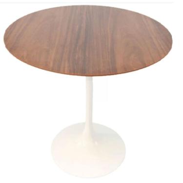 Imagem de Mesa Lateral Tulipa Saarinen Redonda 51 cm - Imbuia Base Branca