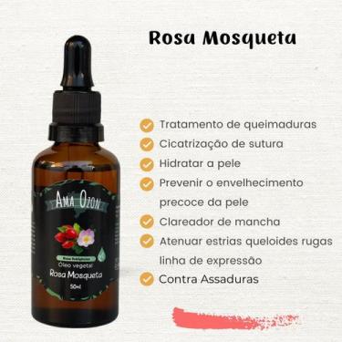 Imagem de Rosa Mosqueta Óleo Vegetal Puro e Natural Para Rosto Corpo Trata Manch