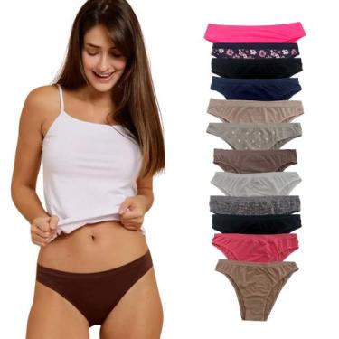 Imagem de  Kit 12 Calcinha Trifil Tanga Biquini Sem Costura Em Microfibra Divers