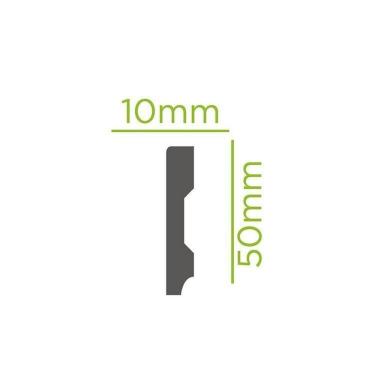 Imagem de Kit com 5 Barras Rodapé de Poliestireno Slim 5cm X 10mm Liso 12m Branco