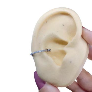 Imagem de Piercing Conch Argola Aço Cirúrgico Zircônia Cristal Prateado - Rara S