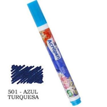 Imagem de Caneta Para Tecido Acrilpen 501 Azul Turquesa Acrilex