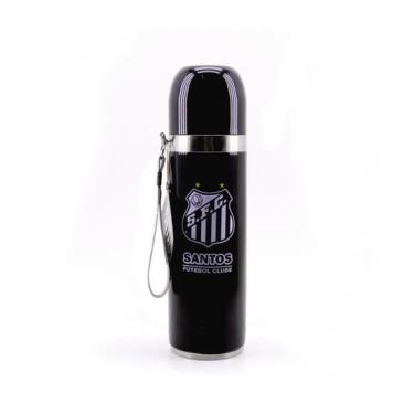 Imagem de Garrafa Térmica Inox Preta Santos Time Produto Oficial 500ml - Mileno,
