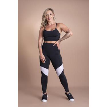 Imagem de Conjunto Fitness Feminino Calça Legging Cintura Alta Detalhe Na Perna 