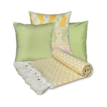 Imagem de Kit Manta de Sofá Decorativo Páscoa com 3 Capas de Almofada 45 x 45 - 