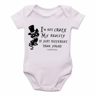 Imagem de body nenê criança roupa bebê  Gato de Cheshire I'm not crazy - Empório